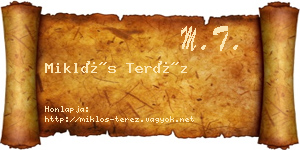 Miklós Teréz névjegykártya